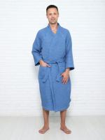 халат вафельный кимоно х/б синий 50/52