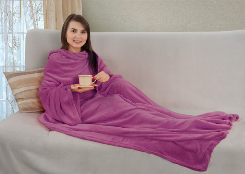 Плед коралфлис с рукавами 150*200 Ягодный