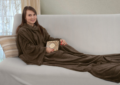 Плед коралфлис с рукавами 150*200 Шоколад