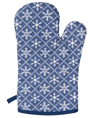 Варежка-прихватка Снежинки синие