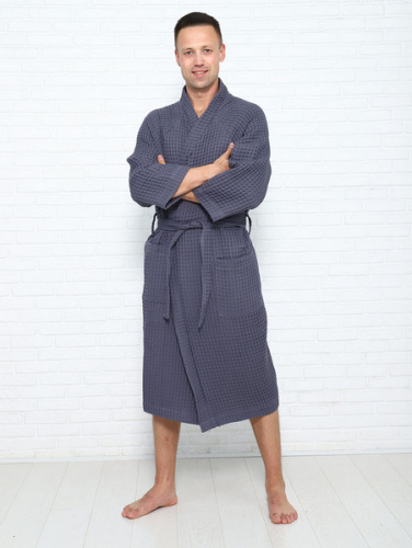 халат вафельный кимоно х/б графит 50/52